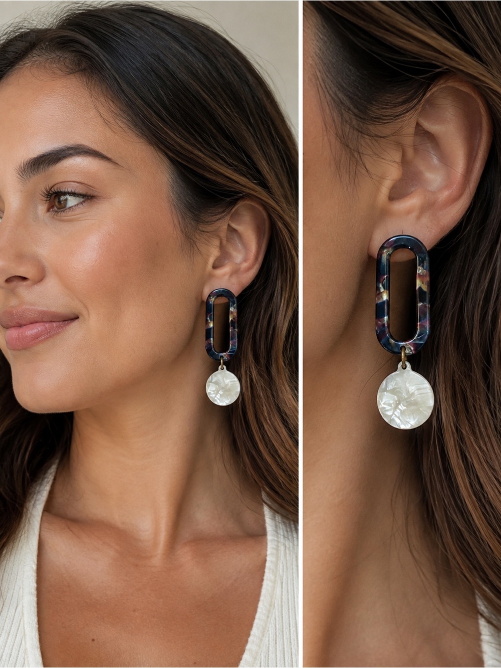 NWT J.Crew Tortoise Shell & Faux Pearl Statement Drop Earrings
